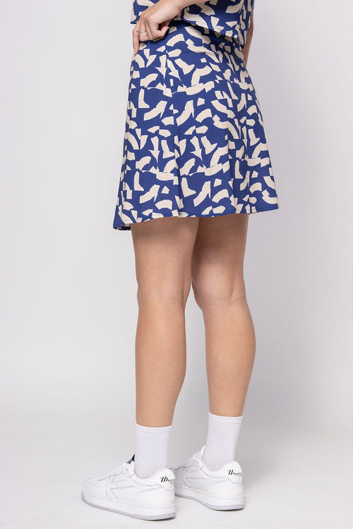 Geo Abstract Blue Skirt