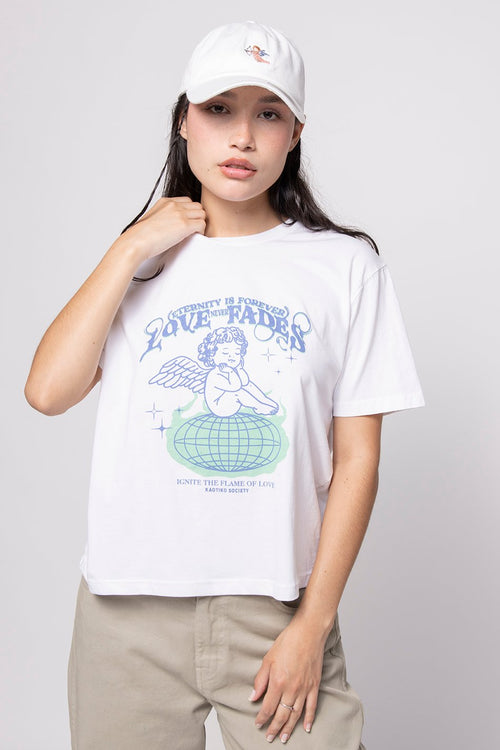 Tee-shirt Washed Flame Of Love White