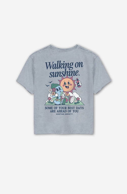 Camiseta Washed Walking On Sunshine Steel
