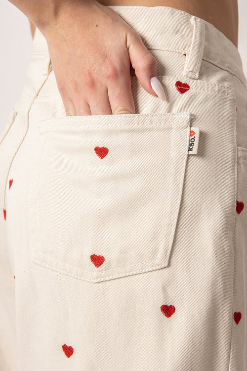 Relaxed Multiheart Ivory Pants