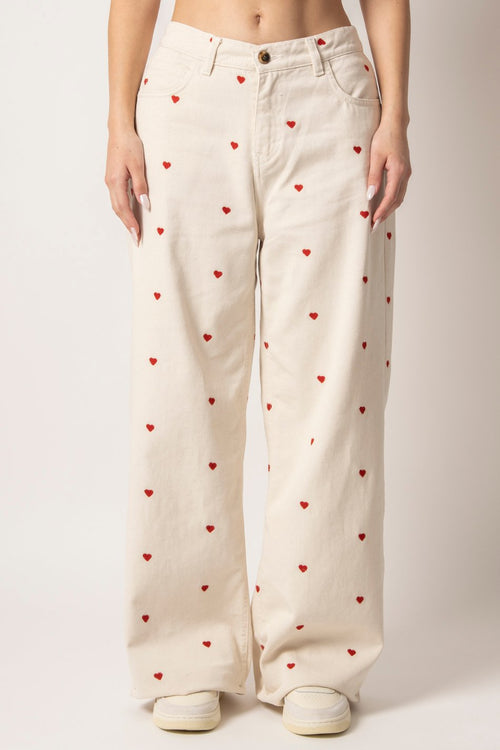 Relaxed Multiheart Ivory Pants