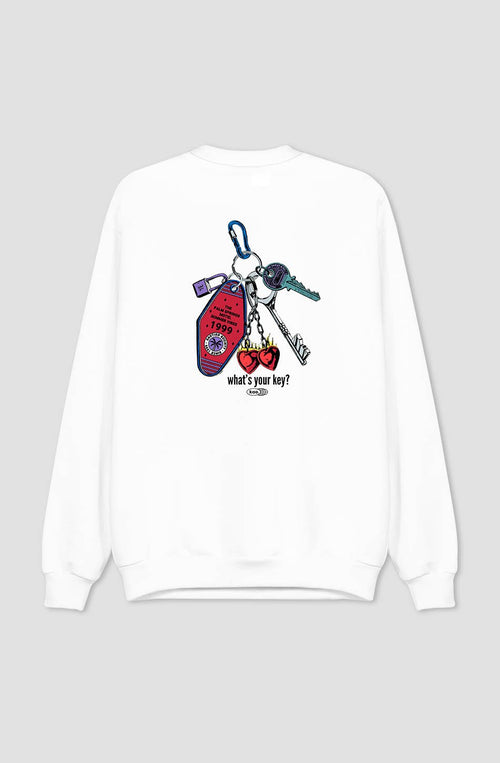 Organic Cotton What's Your Key White Sweatshirt