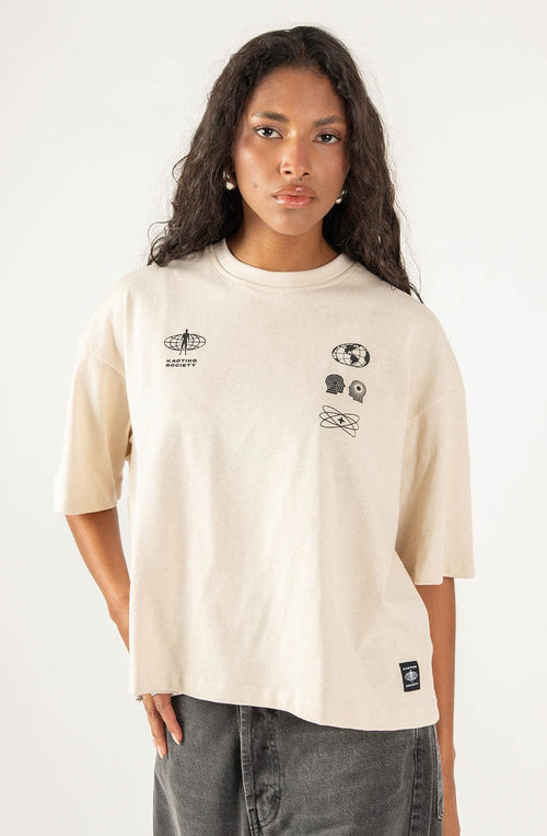 Ivory Brutalism Organic Cotton Cropped Oversize T-Shirt