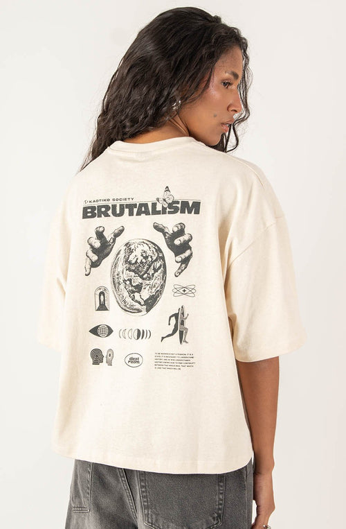 Camiseta Cropped Oversize Brutalism Organic Cotton Ivory