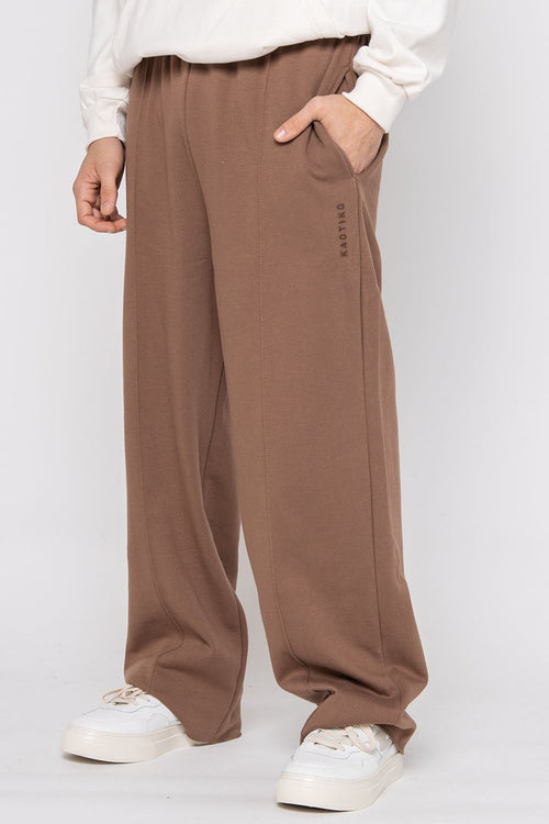 Wide Leg Tracksuit Pants Brown