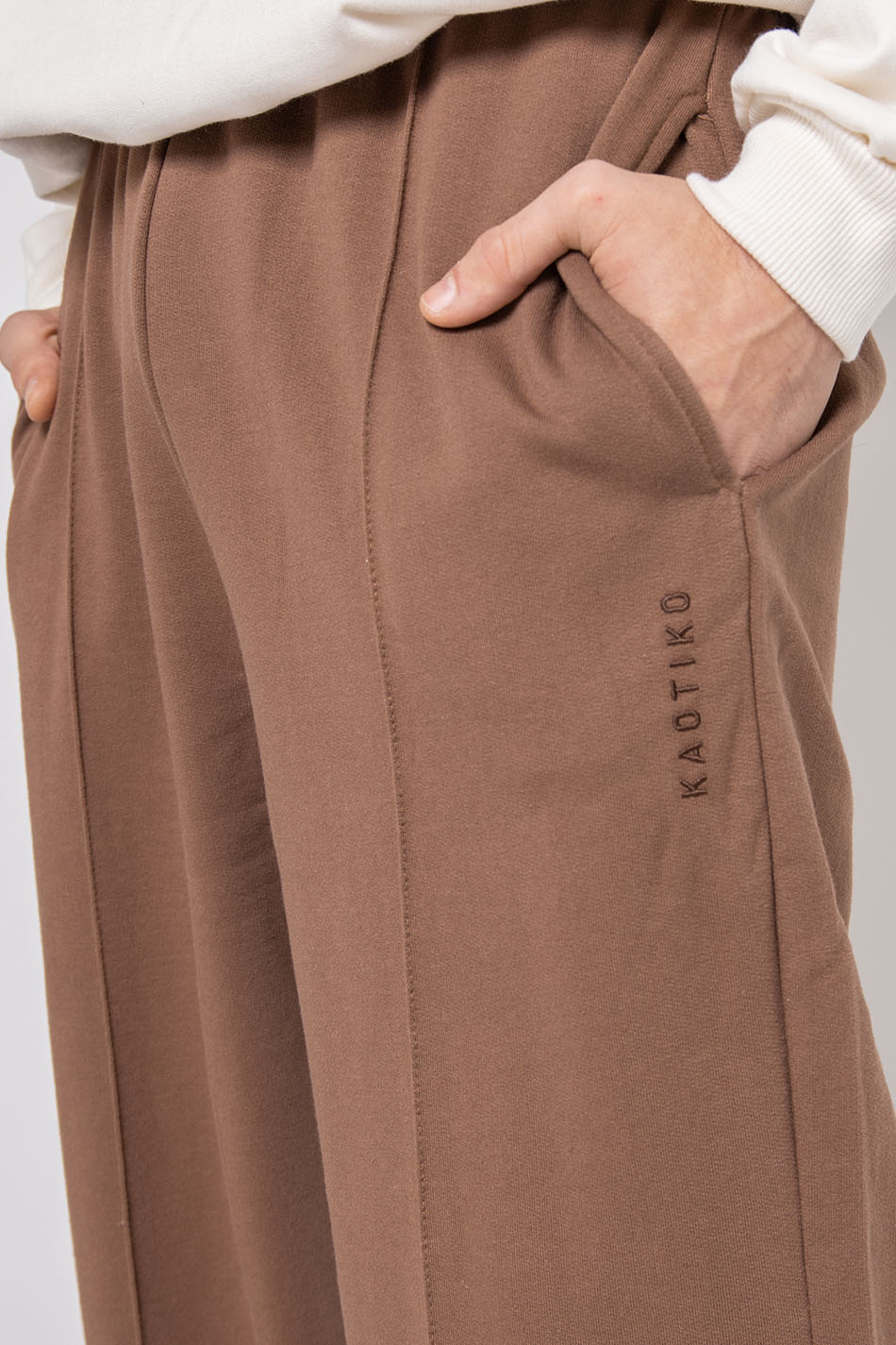 Wide Leg Tracksuit Pants Brown